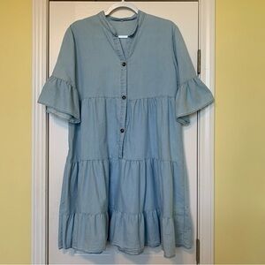 COPY - Blue Ruffle Sleeve Mini Dress. Sz Large. FINAL price.